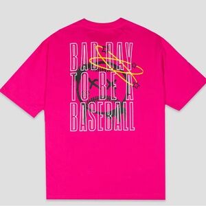 Baseballism bat bros pink short sleeve tshirt bad day to be a baseball youth M